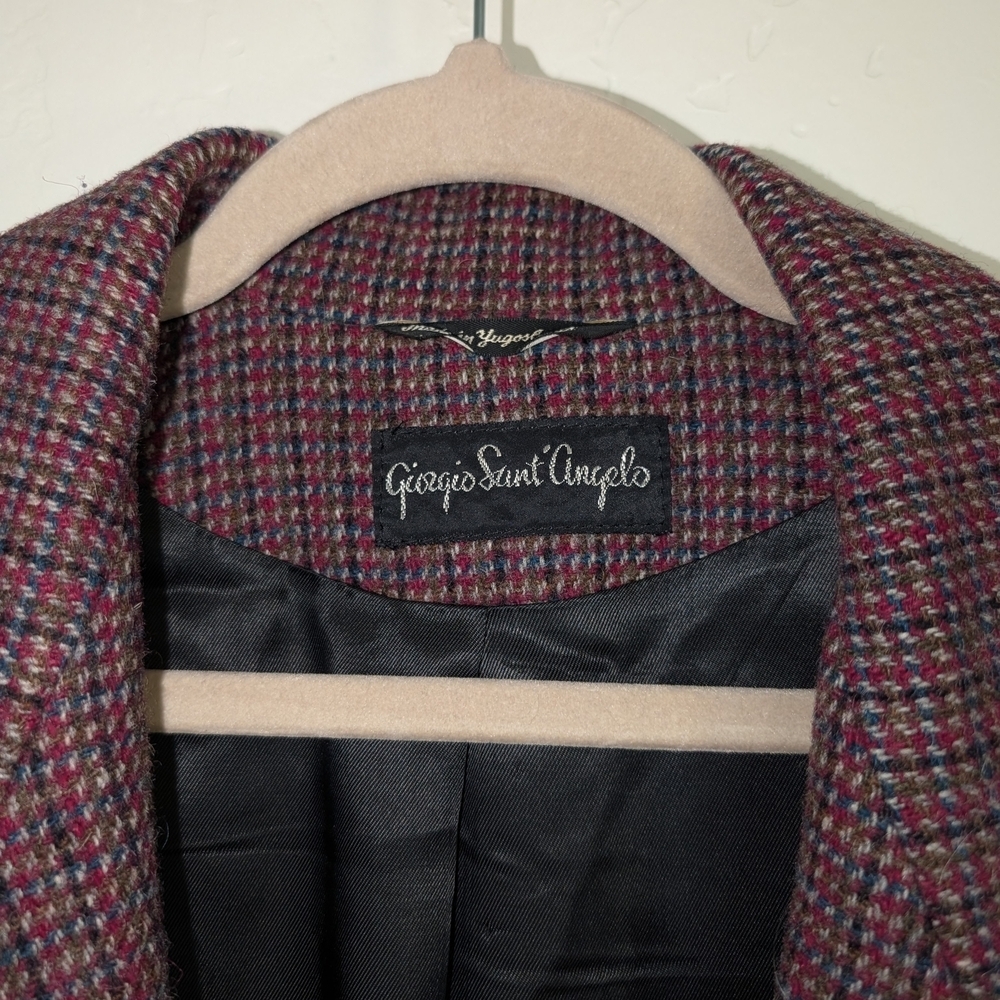 VTG Giorgio Sant' Angelo Wool Houndstooth Blazer Dark Academia Career Heirloom - Picture 3 of 8